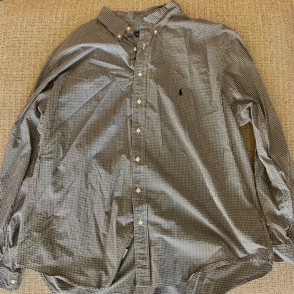 Ralph Lauren Black and White Checkered Button Down Shirt